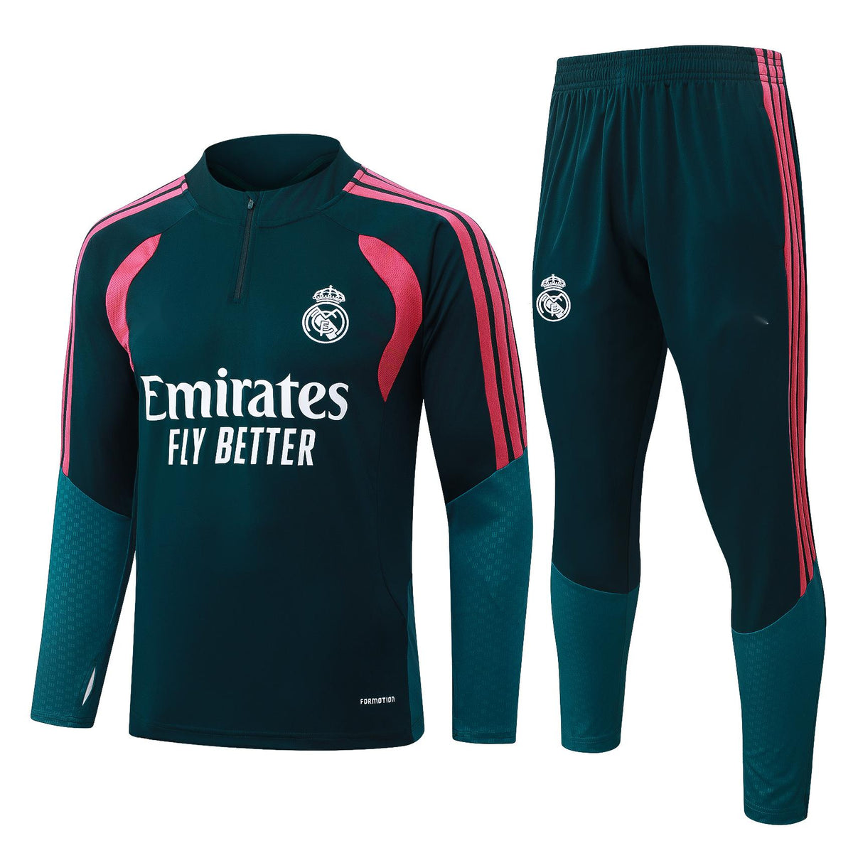 2026-27 Real Madrid Dark Green Half Zip Training Suit Adults Or Children