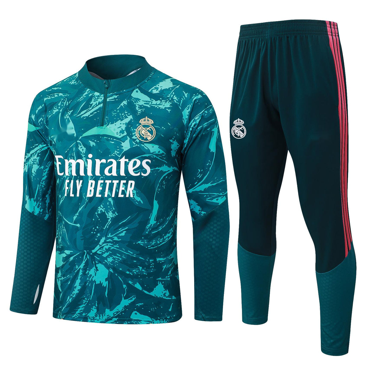 2026-27 Real Madrid Deep Green Inkjet Half Zip Training Suit Adults Or Children