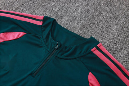 2026-27 Real Madrid Dark Green Half Zip Training Suit Adults Or Children