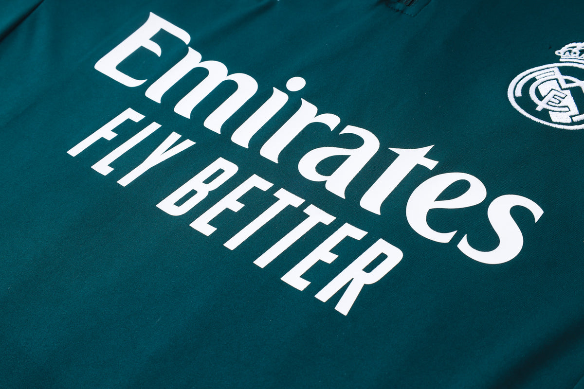 2026-27 Real Madrid Dark Green Half Zip Training Suit Adults Or Children