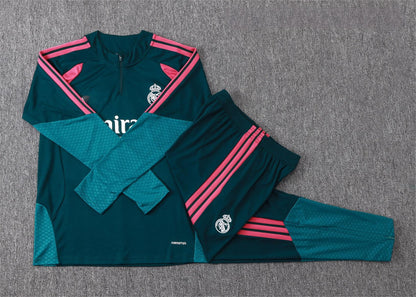 2026-27 Real Madrid Dark Green Half Zip Training Suit Adults Or Children