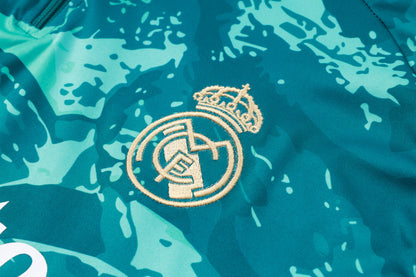 2026-27 Real Madrid Deep Green Inkjet Half Zip Training Suit Adults Or Children