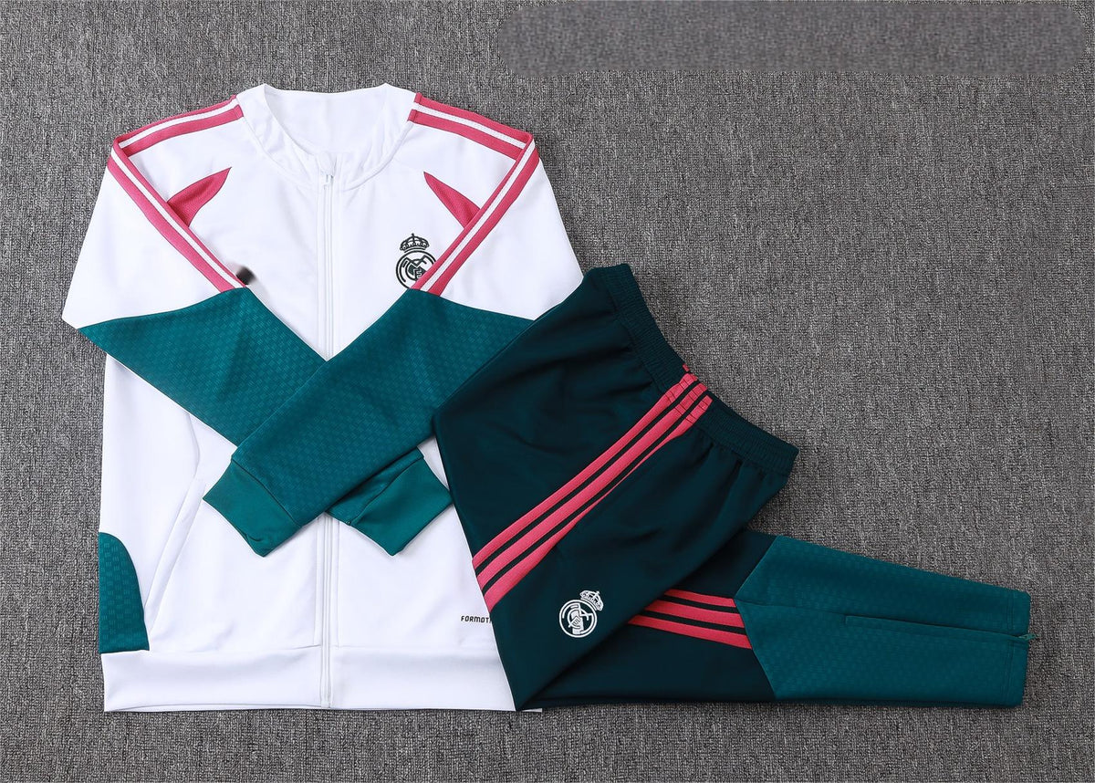 2026-27 Real Madrid White Rose Red Full Zip Training Suit Adults Or Children