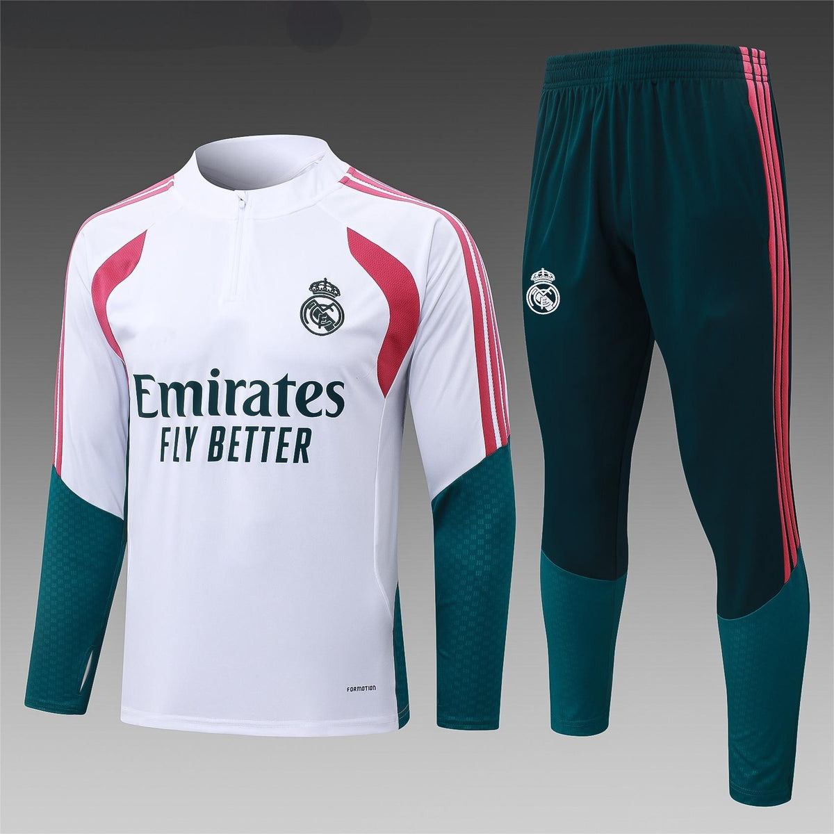 2026-27 Real Madrid White Rose Red Half Zip Training Suit Adults Or Children