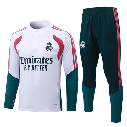 2026-27 Real Madrid White Rose Red Half Zip Training Suit Adults Or Children
