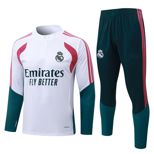 2026-27 Real Madrid White Rose Red Half Zip Training Suit Adults Or Children