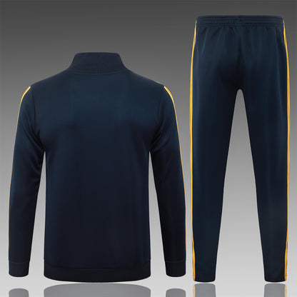 2026-27 Real Madrid Deep Blue White Yellow Full Zip Training Suit Adults Or Children