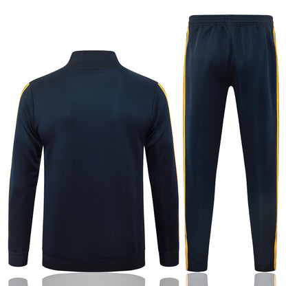 2026-27 Real Madrid Deep Blue White Yellow Full Zip Training Suit Adults Or Children