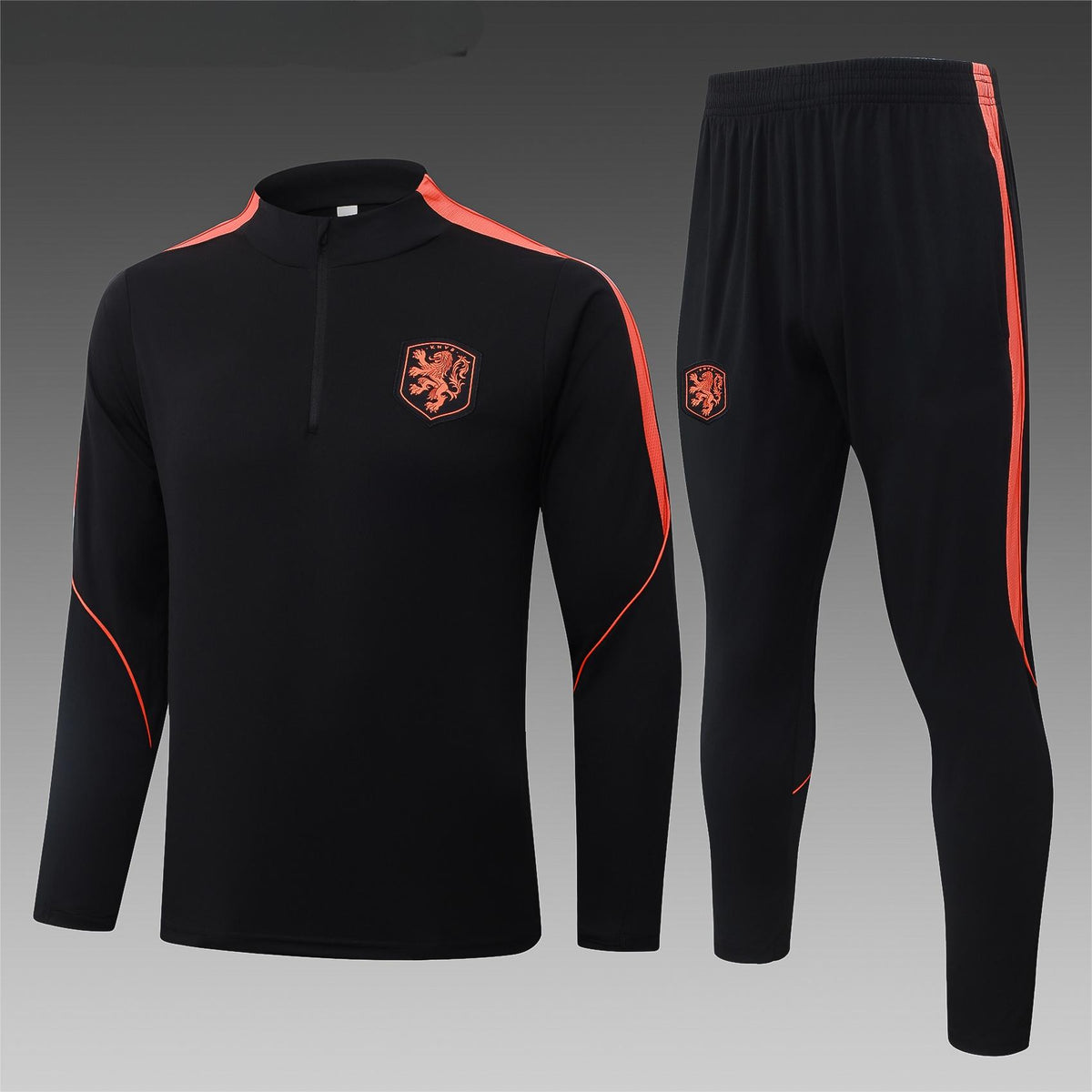 2026 Netherlands Black Half Zip Training Suit Adults Or Children