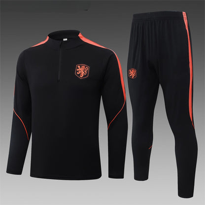 2026 Netherlands Black Half Zip Training Suit Adults Or Children