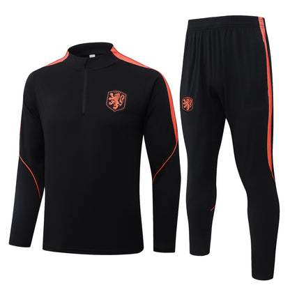 2026 Netherlands Black Half Zip Training Suit Adults Or Children