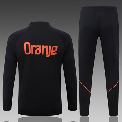 2026 Netherlands Black Half Zip Training Suit Adults Or Children