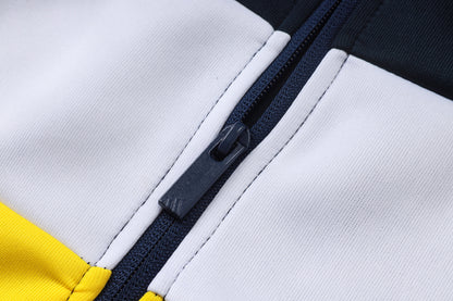 2026-27 Real Madrid Deep Blue White Yellow Full Zip Training Suit Adults Or Children