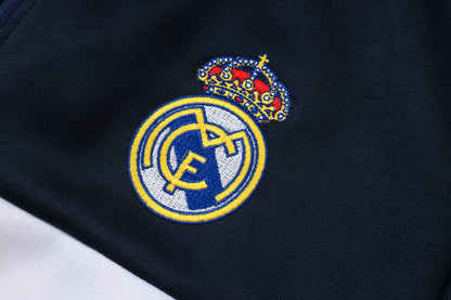 2026-27 Real Madrid Deep Blue White Yellow Full Zip Training Suit Adults Or Children