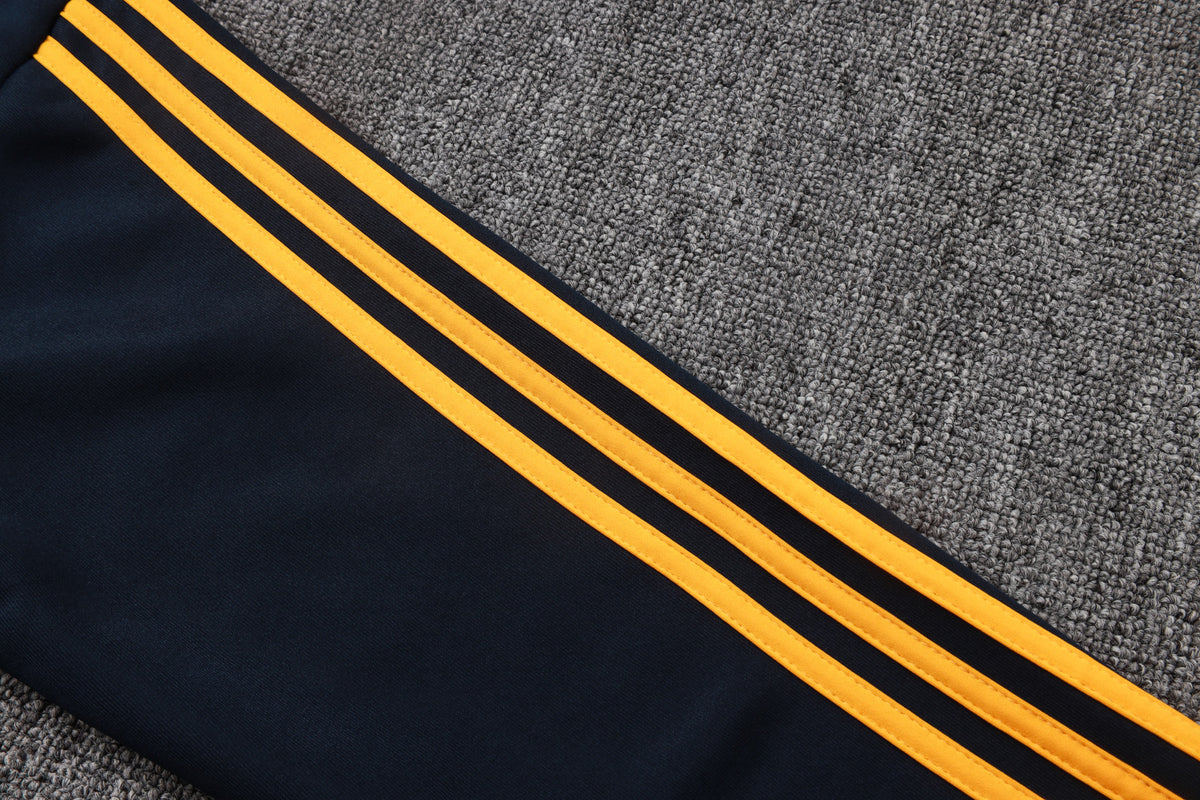 2026-27 Real Madrid Deep Blue White Yellow Full Zip Training Suit Adults Or Children