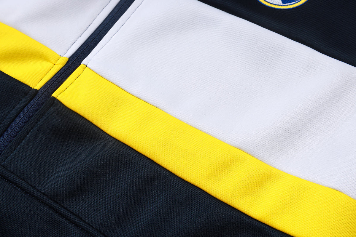 2026-27 Real Madrid Deep Blue White Yellow Full Zip Training Suit Adults Or Children
