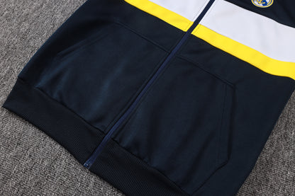 2026-27 Real Madrid Deep Blue White Yellow Full Zip Training Suit Adults Or Children