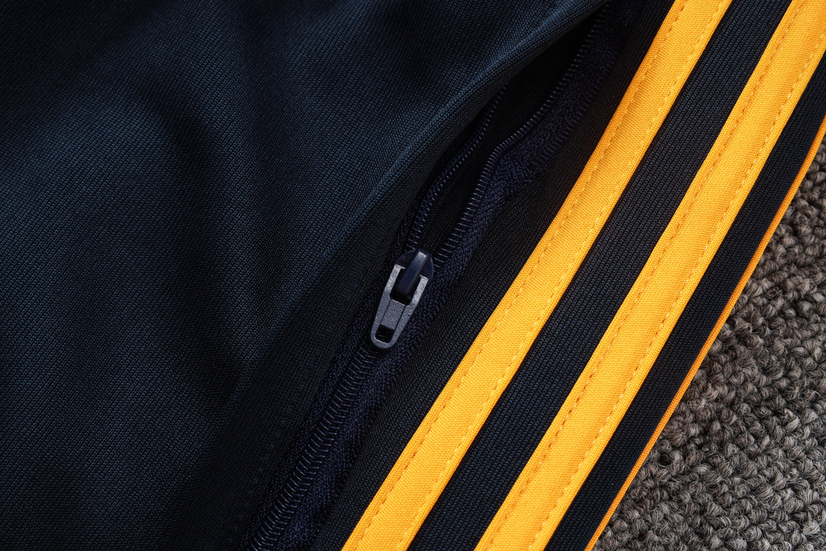 2026-27 Real Madrid Deep Blue White Yellow Full Zip Training Suit Adults Or Children