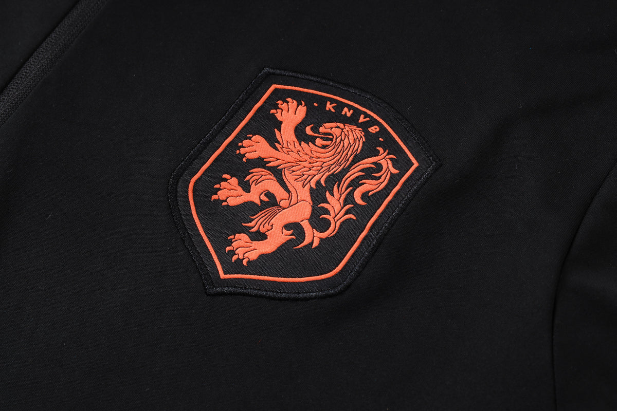 2026 Netherlands Black Half Zip Training Suit Adults Or Children