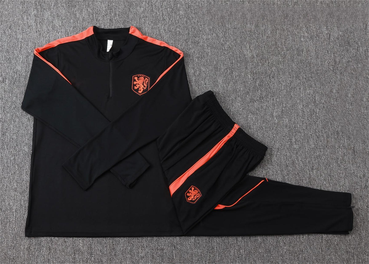 2026 Netherlands Black Half Zip Training Suit Adults Or Children