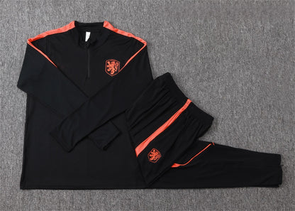 2026 Netherlands Black Half Zip Training Suit Adults Or Children