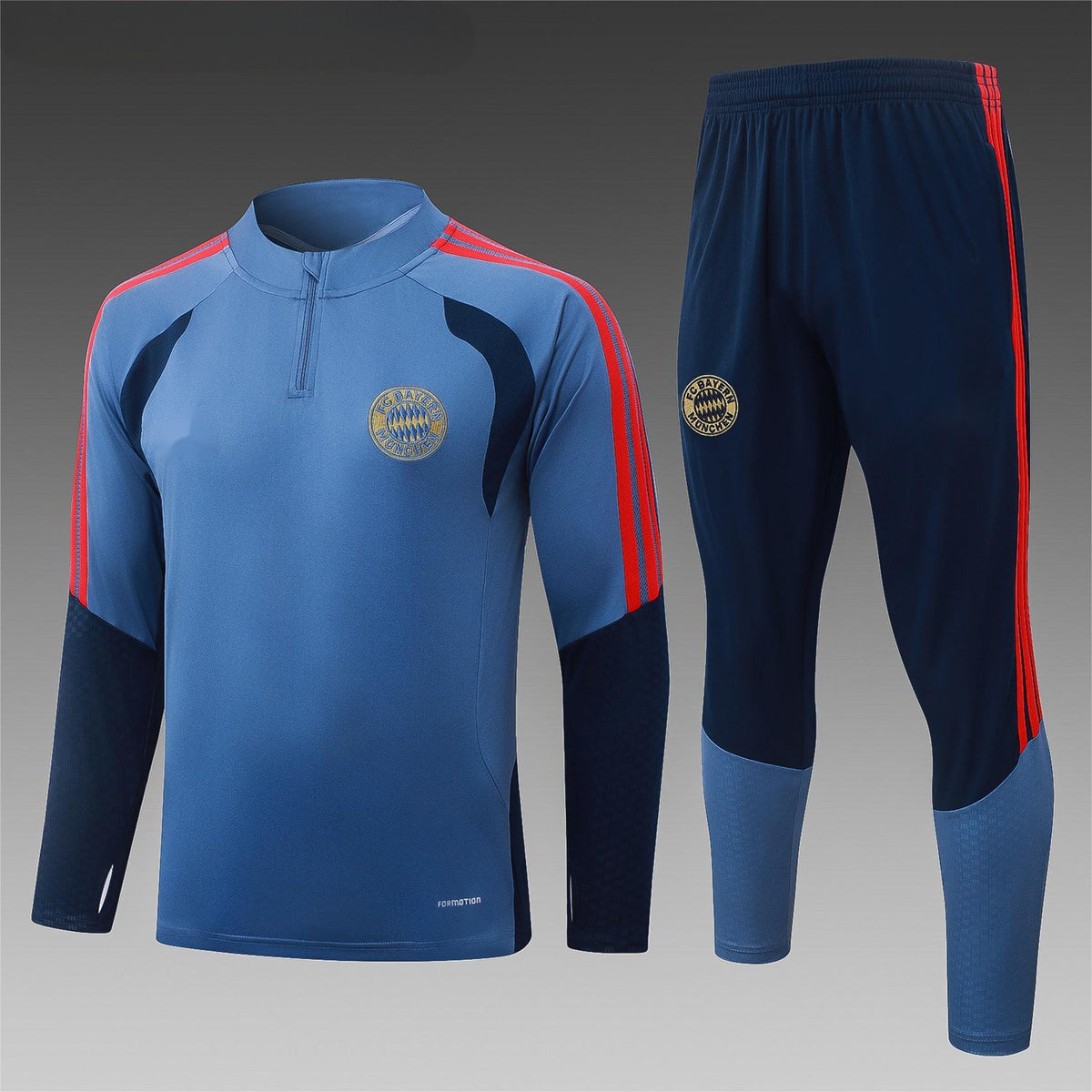 2026-27 Bayern Munich Half Zip Blue Training Suit Adults Or Children