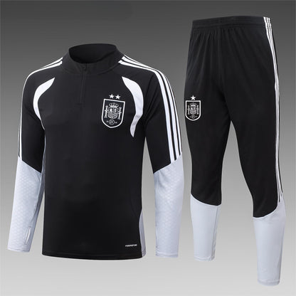 2026 Spain Black 2-star Half Zip Training Suit Adults Or Children