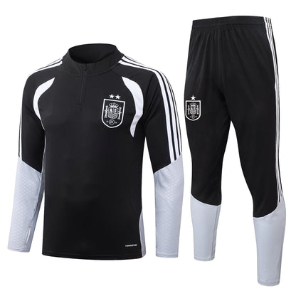 2026 Spain Black 2-star Half Zip Training Suit Adults Or Children