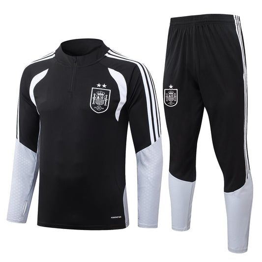 2026 Spain Black 2-star Half Zip Training Suit Adults Or Children