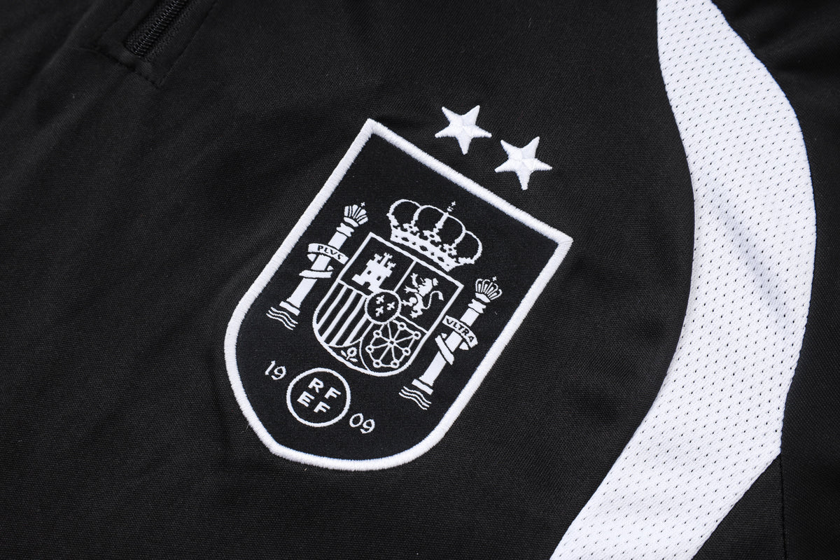 2026 Spain Black 2-star Half Zip Training Suit Adults Or Children