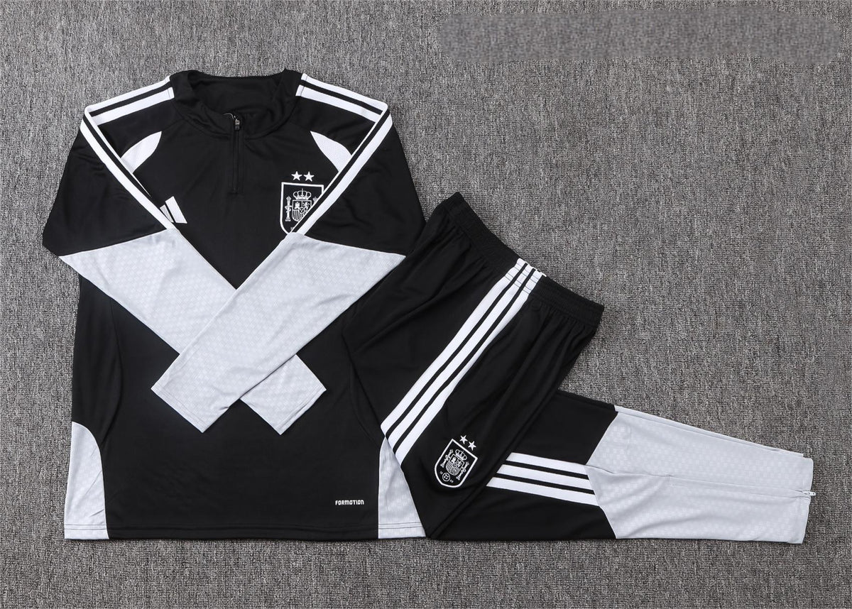2026 Spain Black 2-star Half Zip Training Suit Adults Or Children