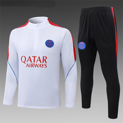 2026-27 Paris White Red Half Zip Training Suit Adults Or Children