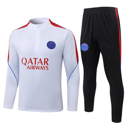 2026-27 Paris White Red Half Zip Training Suit Adults Or Children