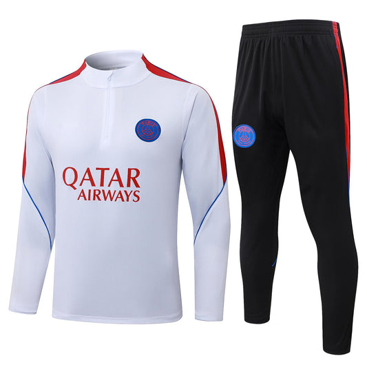 2026-27 Paris White Red Half Zip Training Suit Adults Or Children