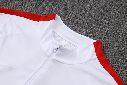 2026-27 Paris White Red Half Zip Training Suit Adults Or Children