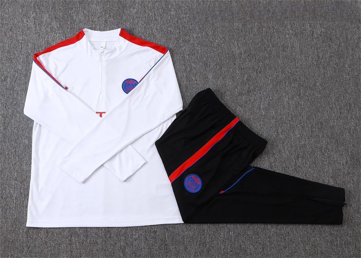 2026-27 Paris White Red Half Zip Training Suit Adults Or Children