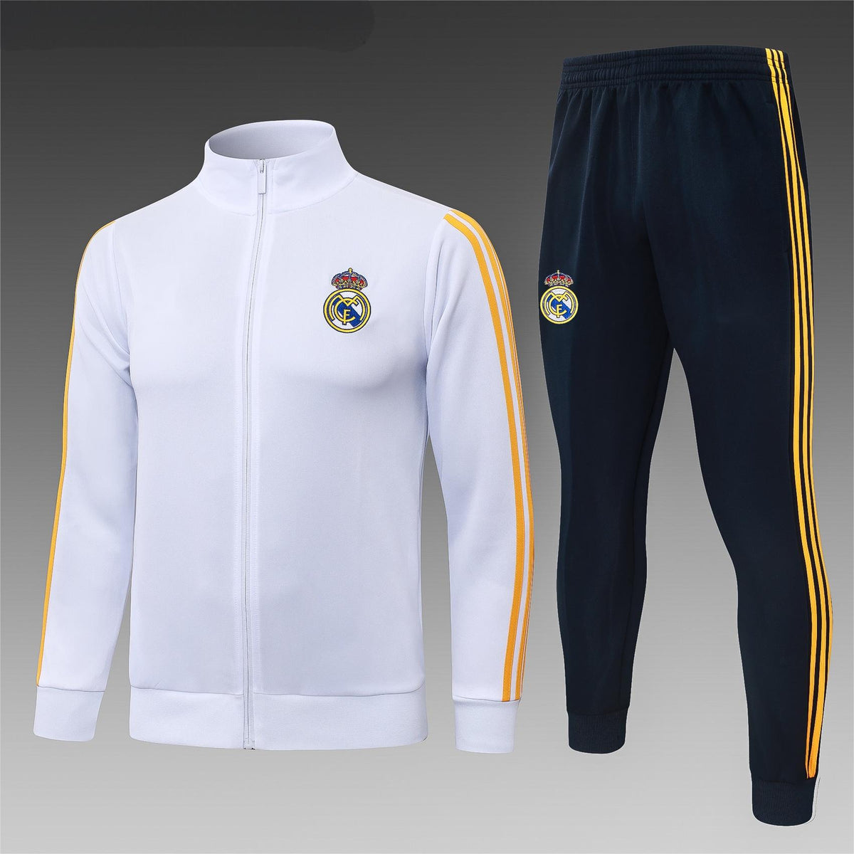 2026-27 Real Madrid White Yellow Sides Full Zip Training Suit Adults Or Children