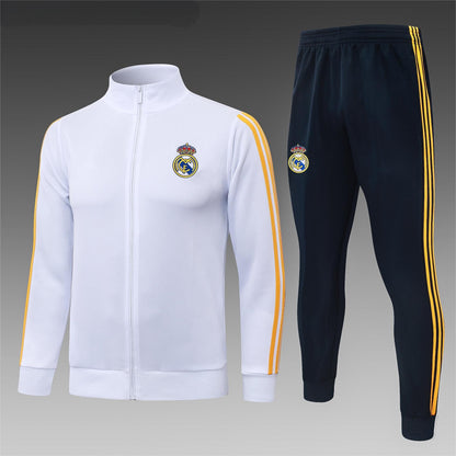 2026-27 Real Madrid White Yellow Sides Full Zip Training Suit Adults Or Children