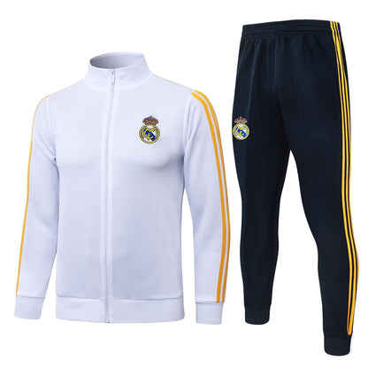 2026-27 Real Madrid White Yellow Sides Full Zip Training Suit Adults Or Children