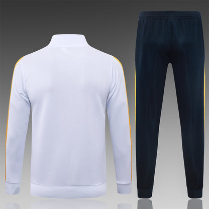 2026-27 Real Madrid White Yellow Sides Full Zip Training Suit Adults Or Children