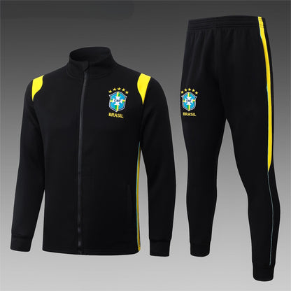 2026 Brazil Black Full Zip Training Suit Adults Or Children
