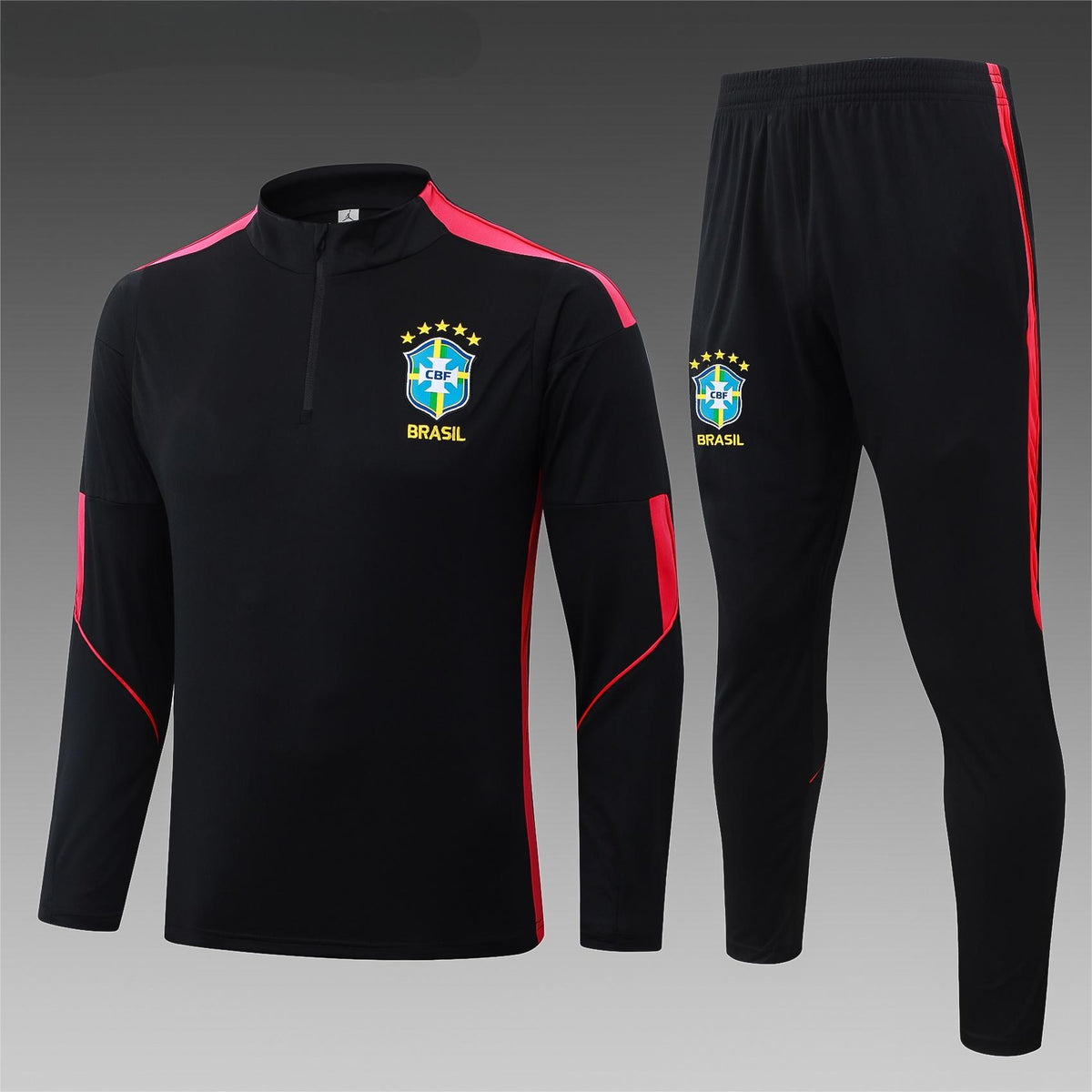 2026 Brazil Black Half Zip Training Suit Adults Or Children