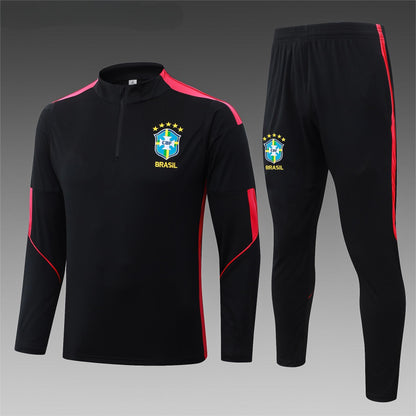 2026 Brazil Black Half Zip Training Suit Adults Or Children