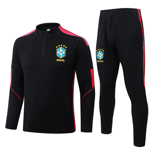 2026 Brazil Black Half Zip Training Suit Adults Or Children
