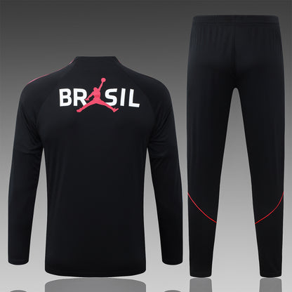 2026 Brazil Black Half Zip Training Suit Adults Or Children