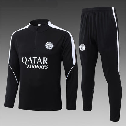 2026-27 Paris Black Half Zip Training Suit Adults Or Children