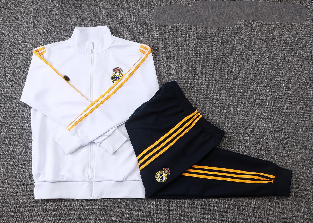 2026-27 Real Madrid White Yellow Sides Full Zip Training Suit Adults Or Children