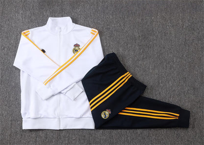2026-27 Real Madrid White Yellow Sides Full Zip Training Suit Adults Or Children