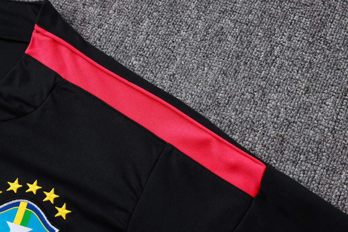 2026 Brazil Black Half Zip Training Suit Adults Or Children