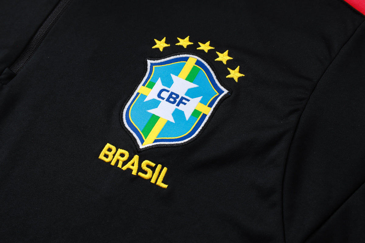 2026 Brazil Black Half Zip Training Suit Adults Or Children